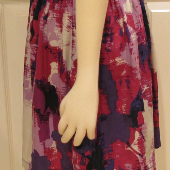 Joe Fresh Size S/P Mini Skirt Short Skater Pink Purple Watercolor Small - Picture 2 of 5